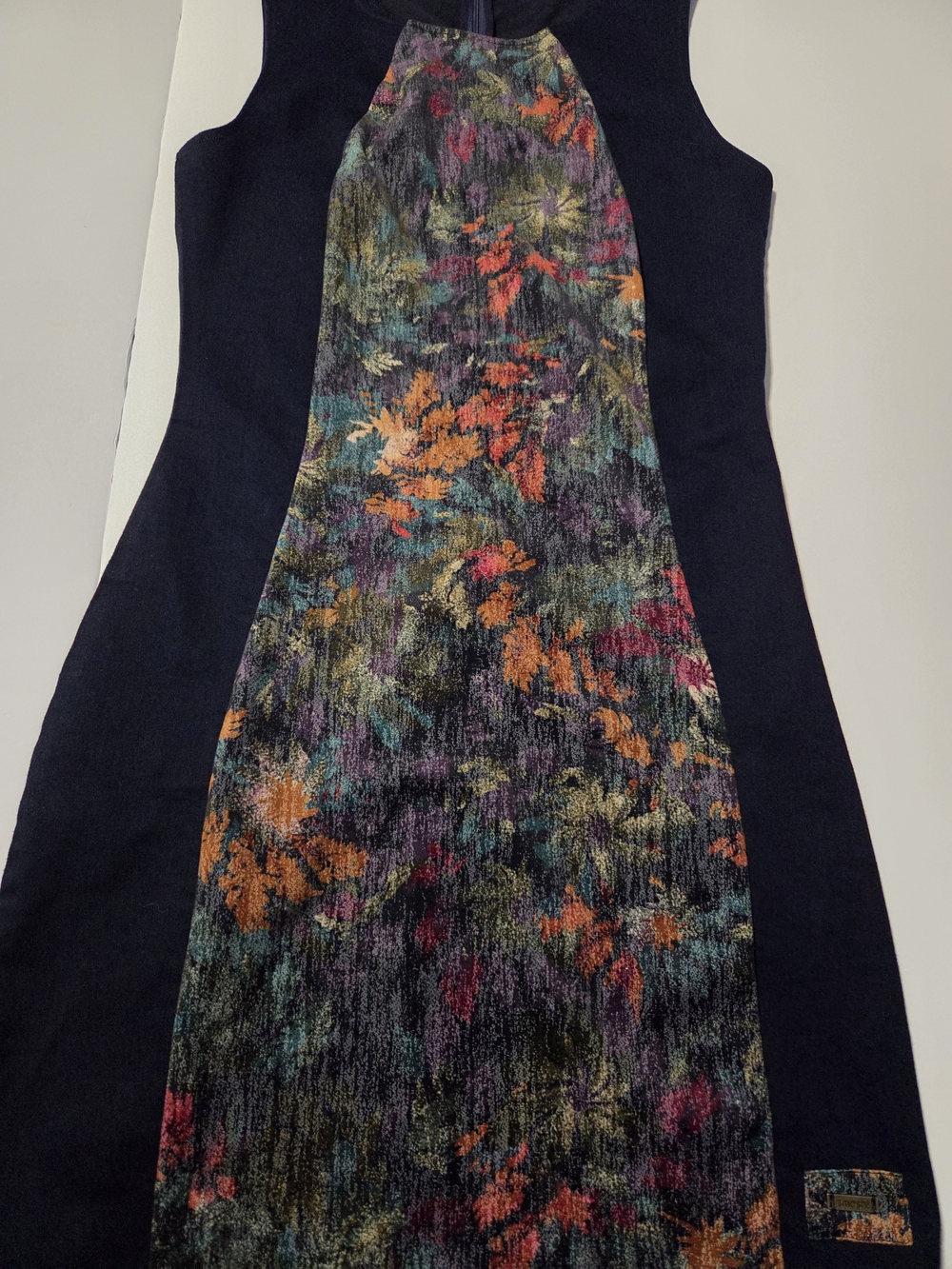 Smash Navy Paneled Dress with Multicolor Floral Front